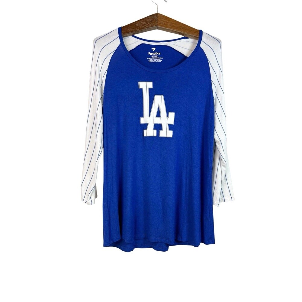Fanatics Women’s Blue White Los Angeles Dodgers Baseball Long Sleeve Blouse XL